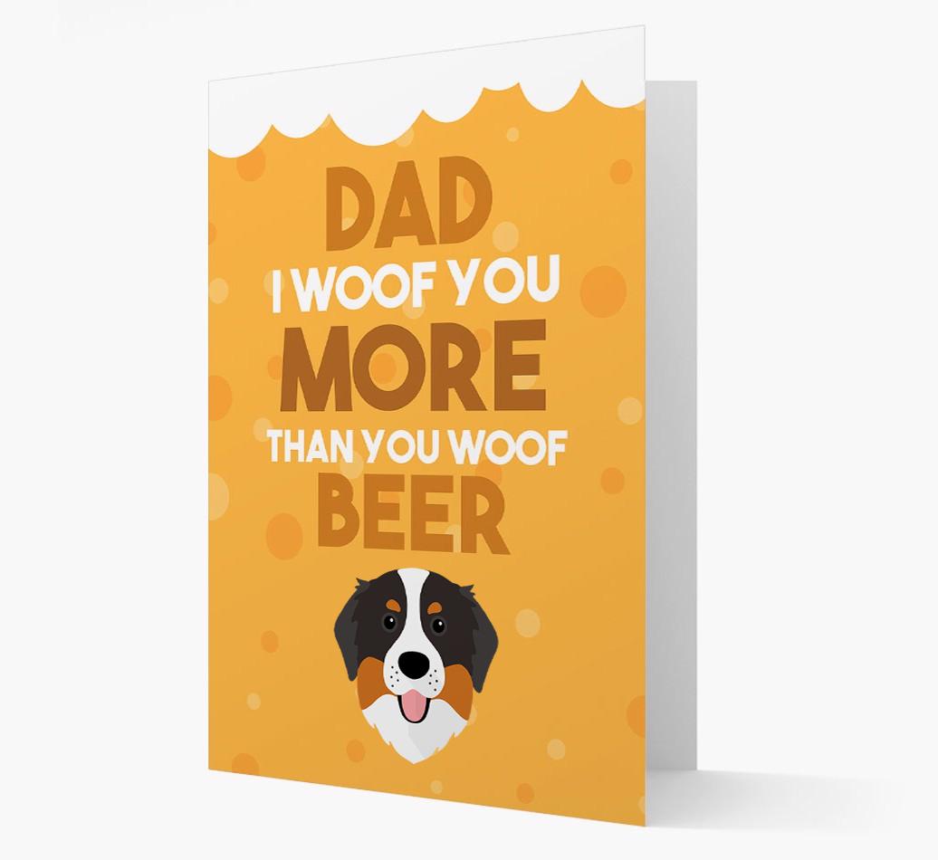 'Woof you more than you woof Beer' Card with {breedFullName} Icon