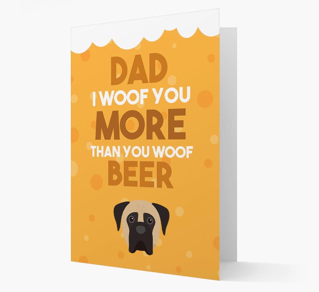 'Woof you more than you woof Beer' Card with {breedFullName} Icon