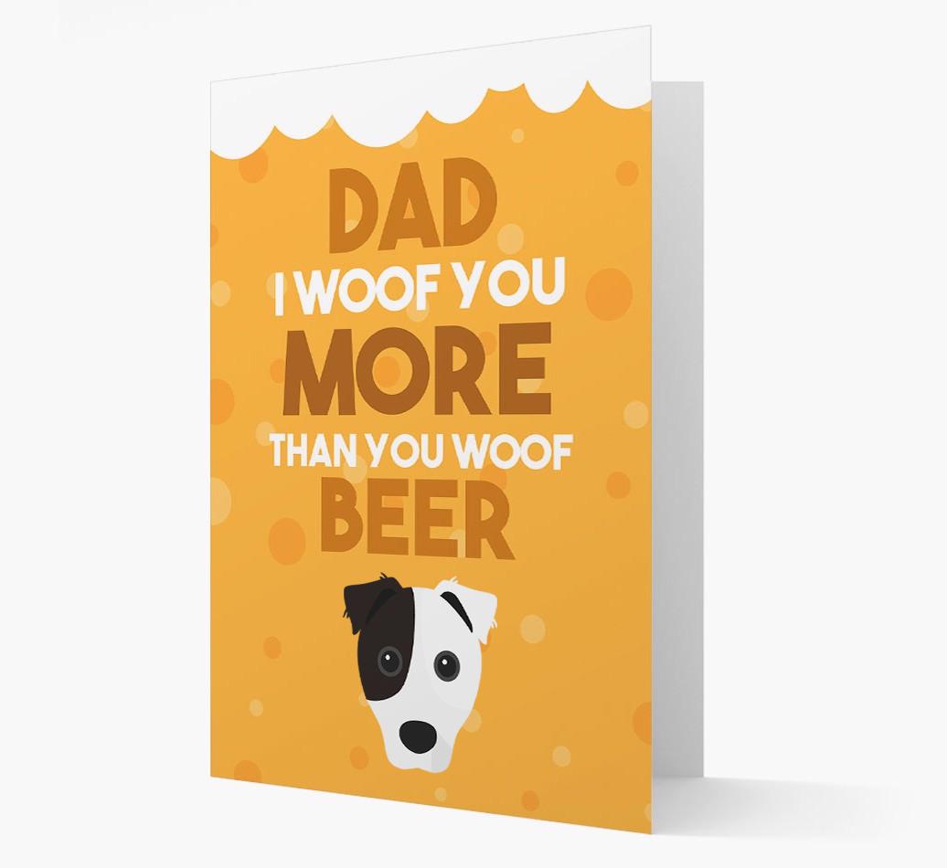 'Woof you more than you woof Beer' Card with {breedFullName} Icon