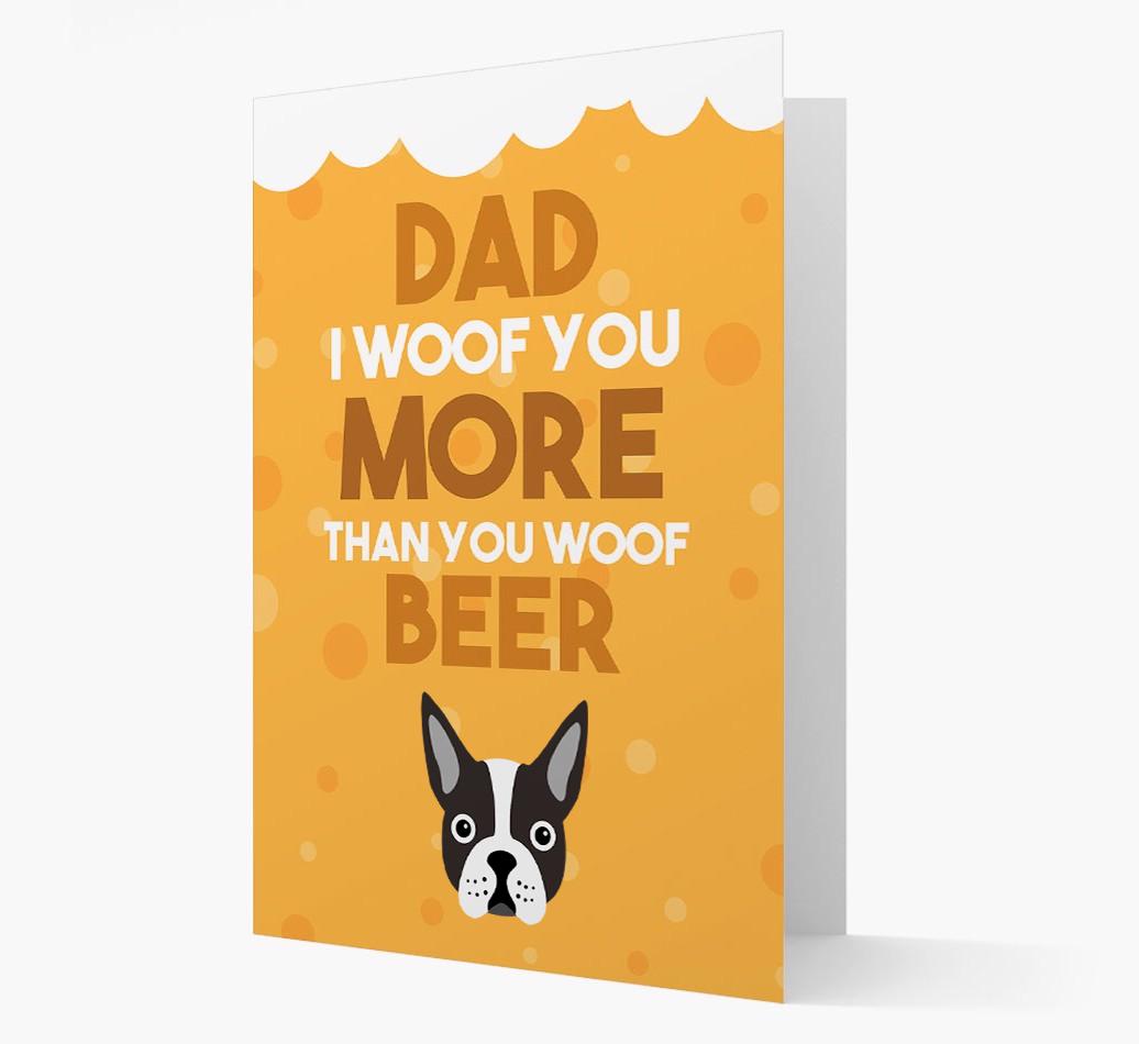 'Woof you more than you woof Beer' Card with {breedFullName} Icon