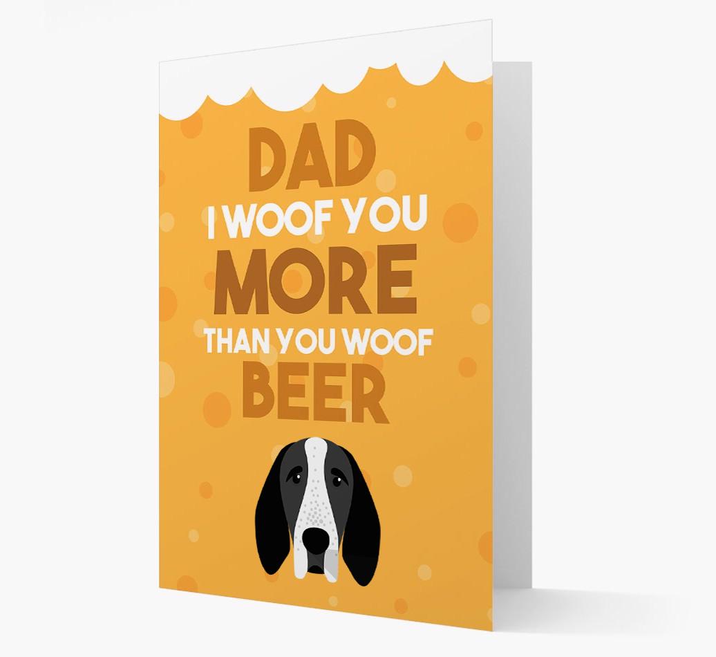 'Woof you more than you woof Beer' Card with {breedFullName} Icon
