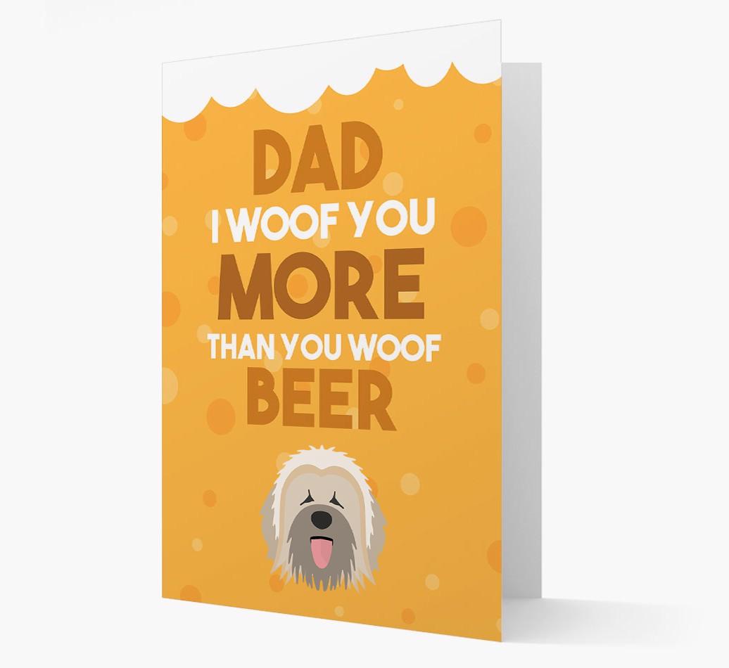 'Woof you more than you woof Beer' Card with {breedFullName} Icon
