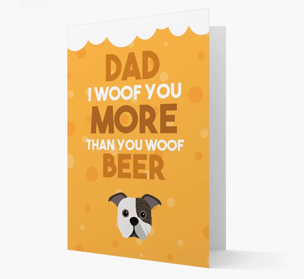 'Woof you more than you woof Beer' Card with {breedFullName} Icon