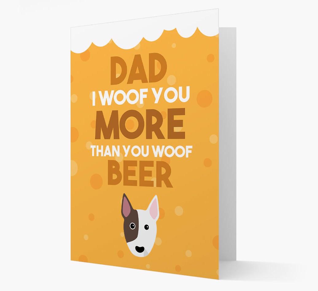 'Woof you more than you woof Beer' Card with {breedFullName} Icon