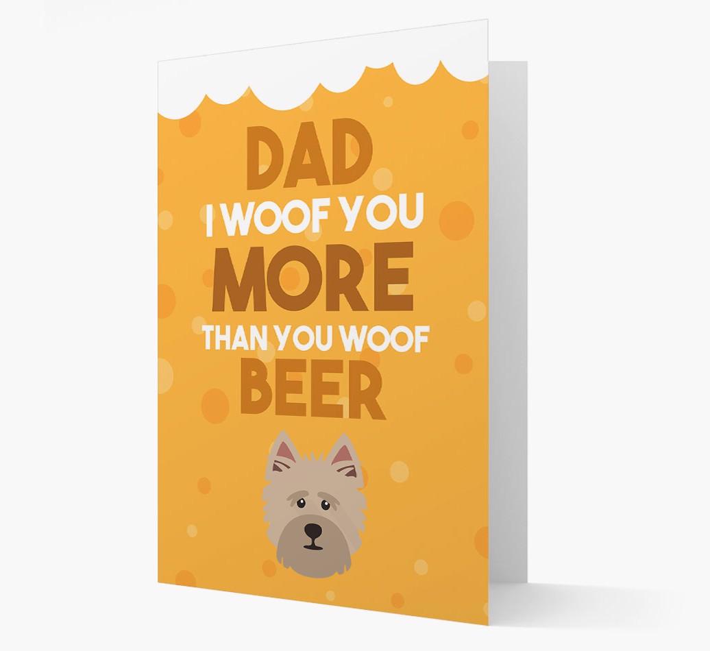 'Woof you more than you woof Beer' Card with {breedFullName} Icon
