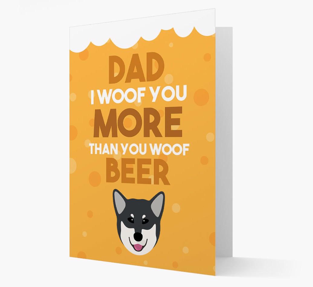 'Woof you more than you woof Beer' Card with {breedFullName} Icon
