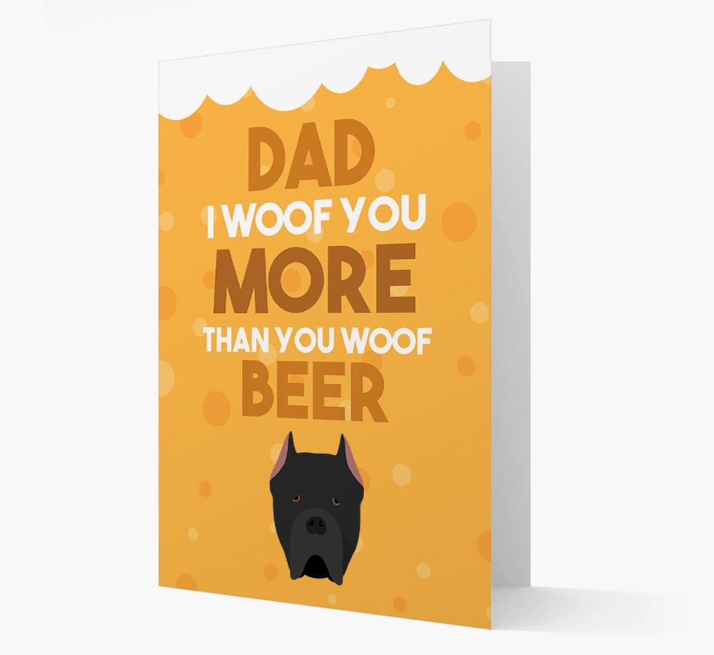 'Woof you more than you woof Beer' Card with {breedFullName} Icon