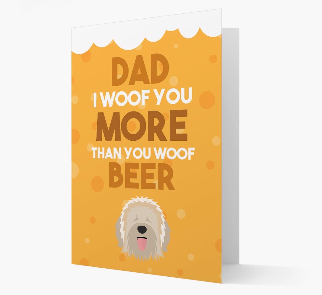 'Woof you more than you woof Beer' Card with {breedFullName} Icon