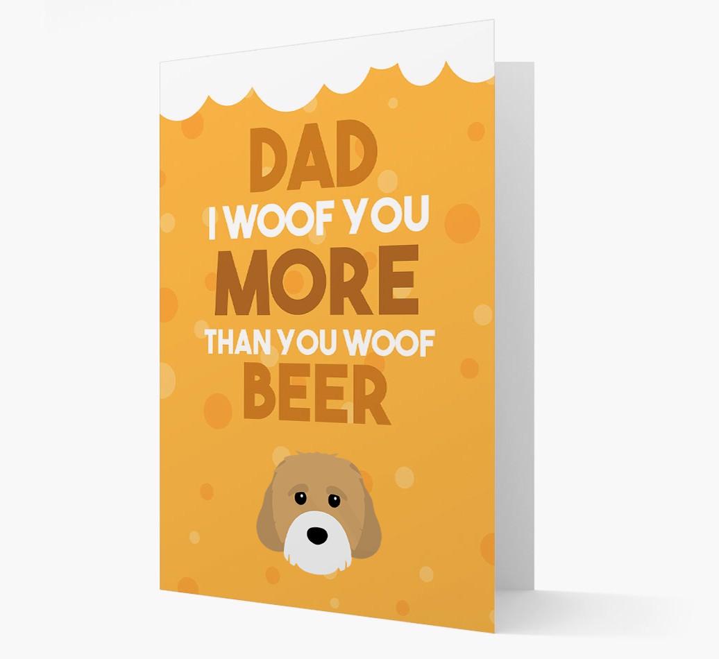 'Woof you more than you woof Beer' Card with {breedFullName} Icon