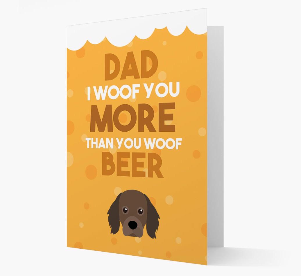 'Woof you more than you woof Beer' Card with {breedFullName} Icon