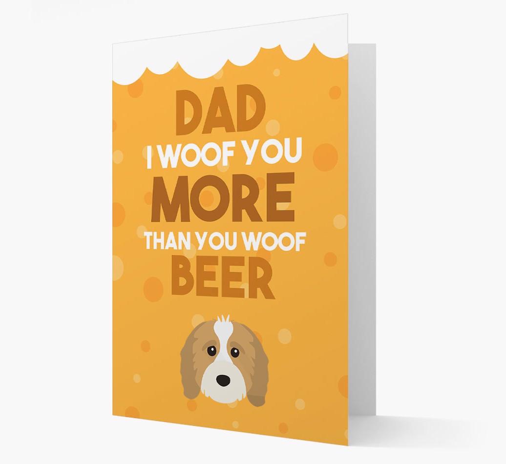 'Woof you more than you woof Beer' Card with {breedFullName} Icon