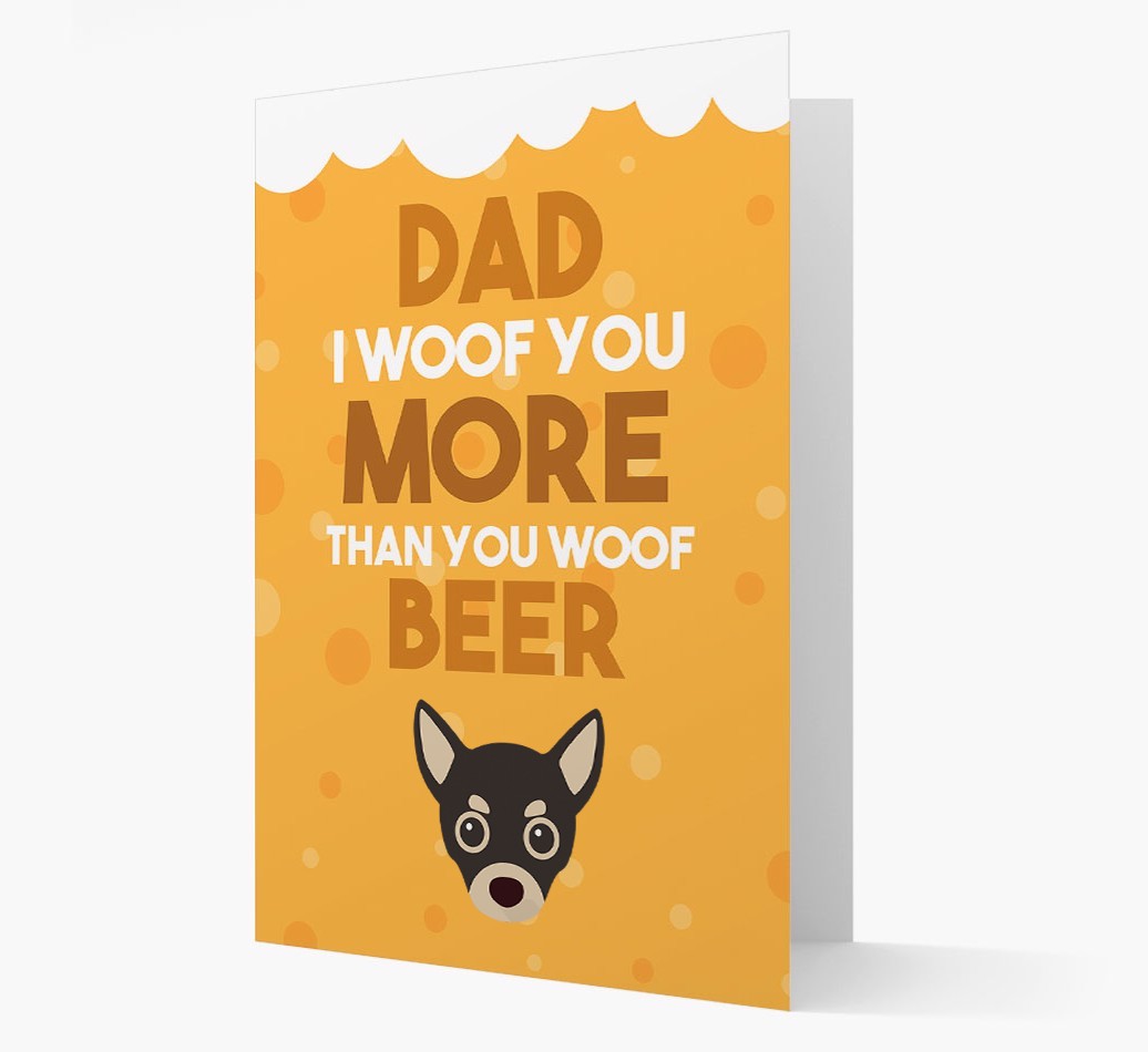 'Woof you more than you woof Beer' Card with {breedFullName} Icon