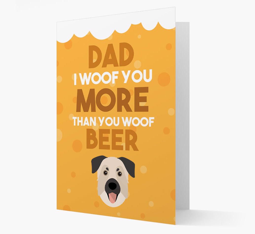 'Woof you more than you woof Beer' Card with {breedFullName} Icon