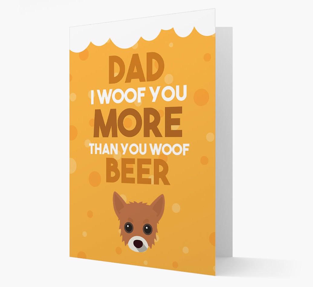 'Woof you more than you woof Beer' Card with {breedFullName} Icon