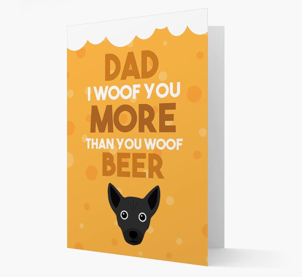 'Woof you more than you woof Beer' Card with {breedFullName} Icon