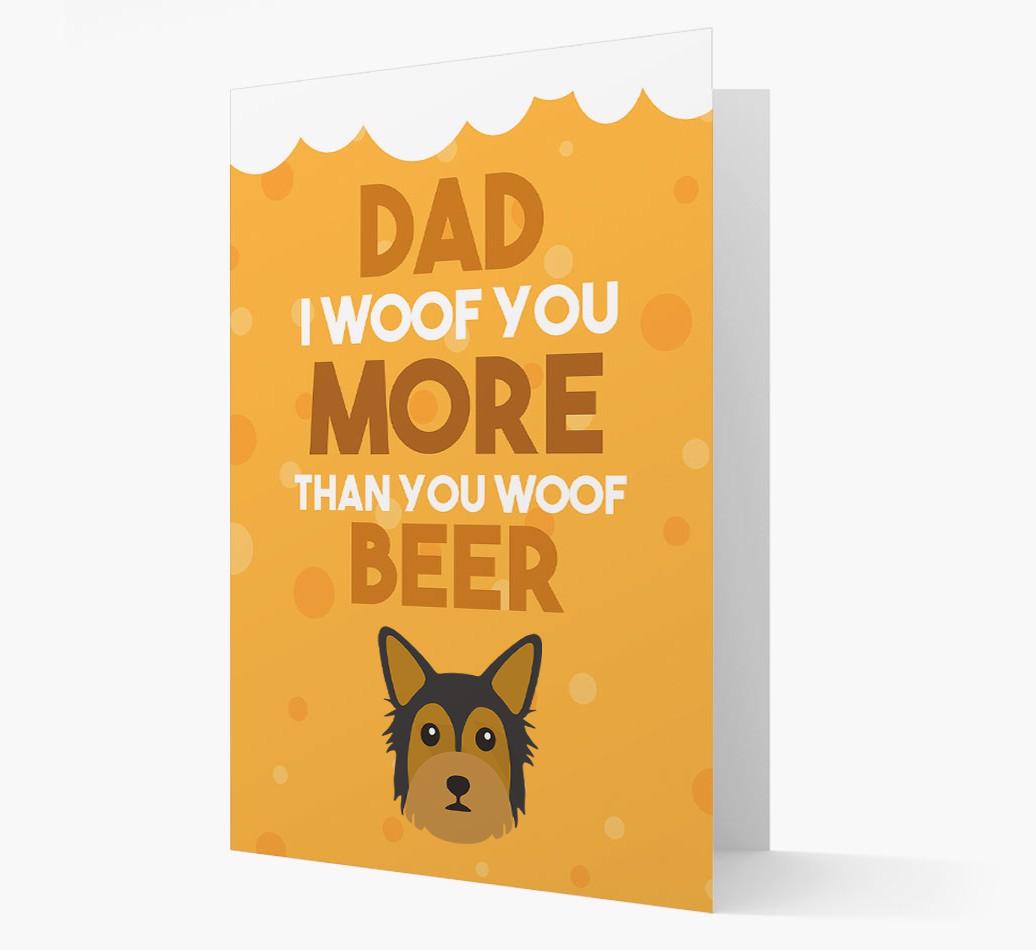 'Woof you more than you woof Beer' Card with {breedFullName} Icon