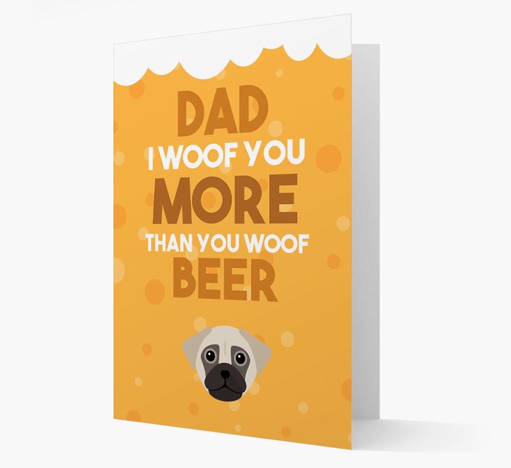 'Woof you more than you woof Beer' Card with {breedFullName} Icon