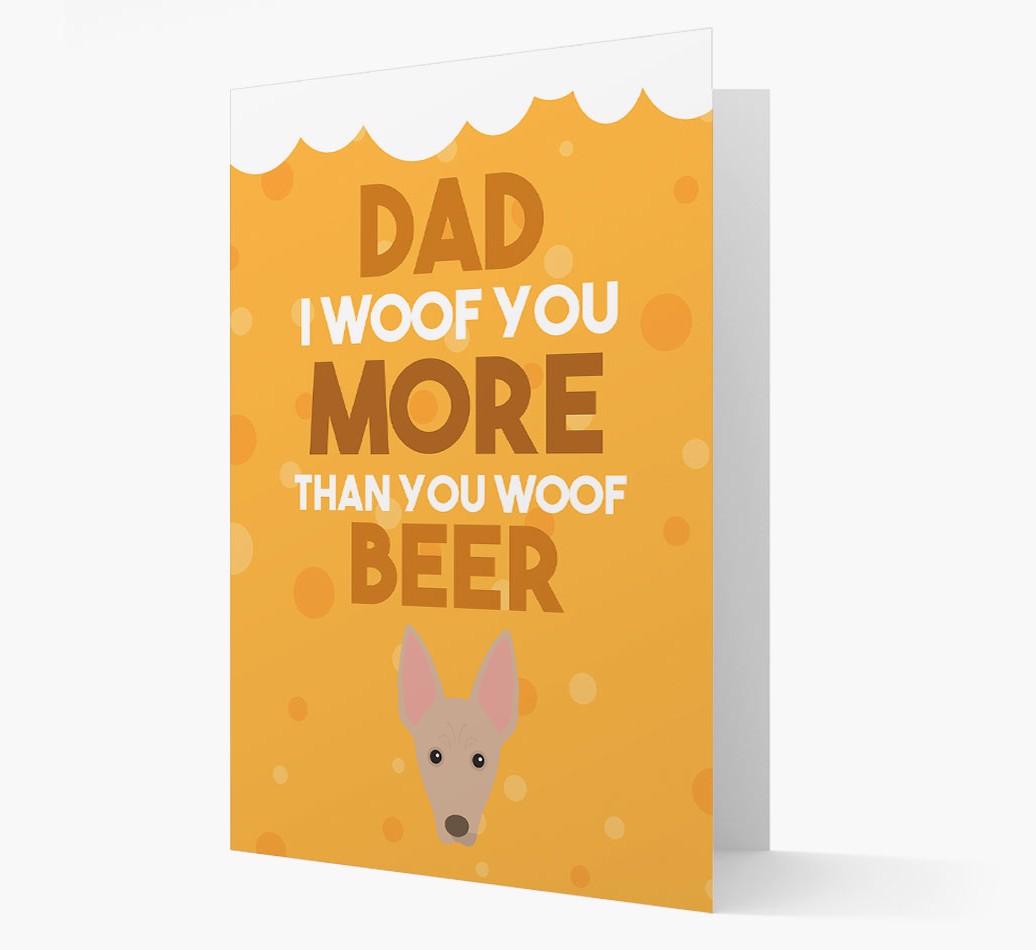 'Woof you more than you woof Beer' Card with {breedFullName} Icon