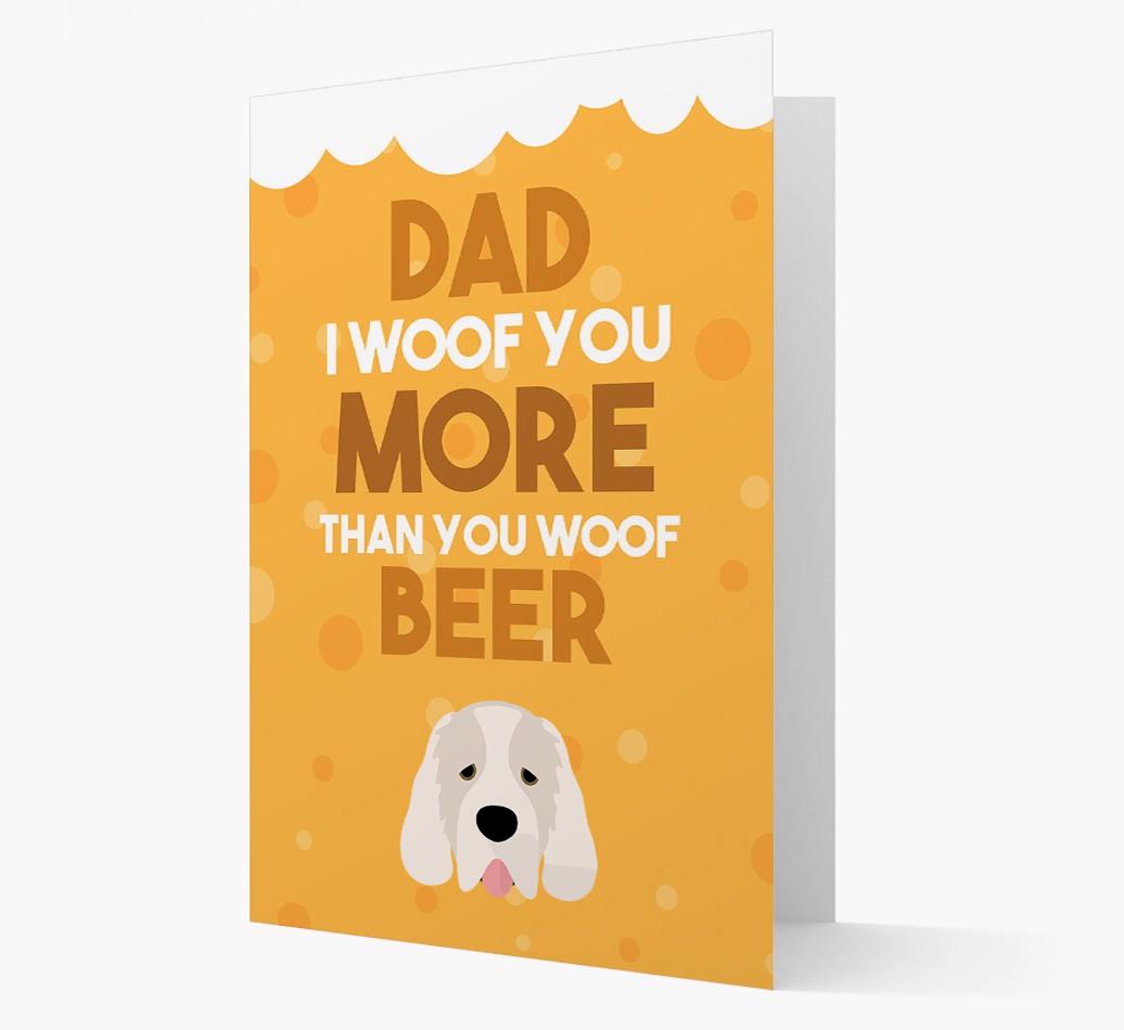 'Woof you more than you woof Beer' Card with {breedFullName} Icon