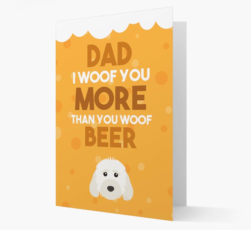 'Woof you more than you woof Beer' Card with {breedFullName} Icon