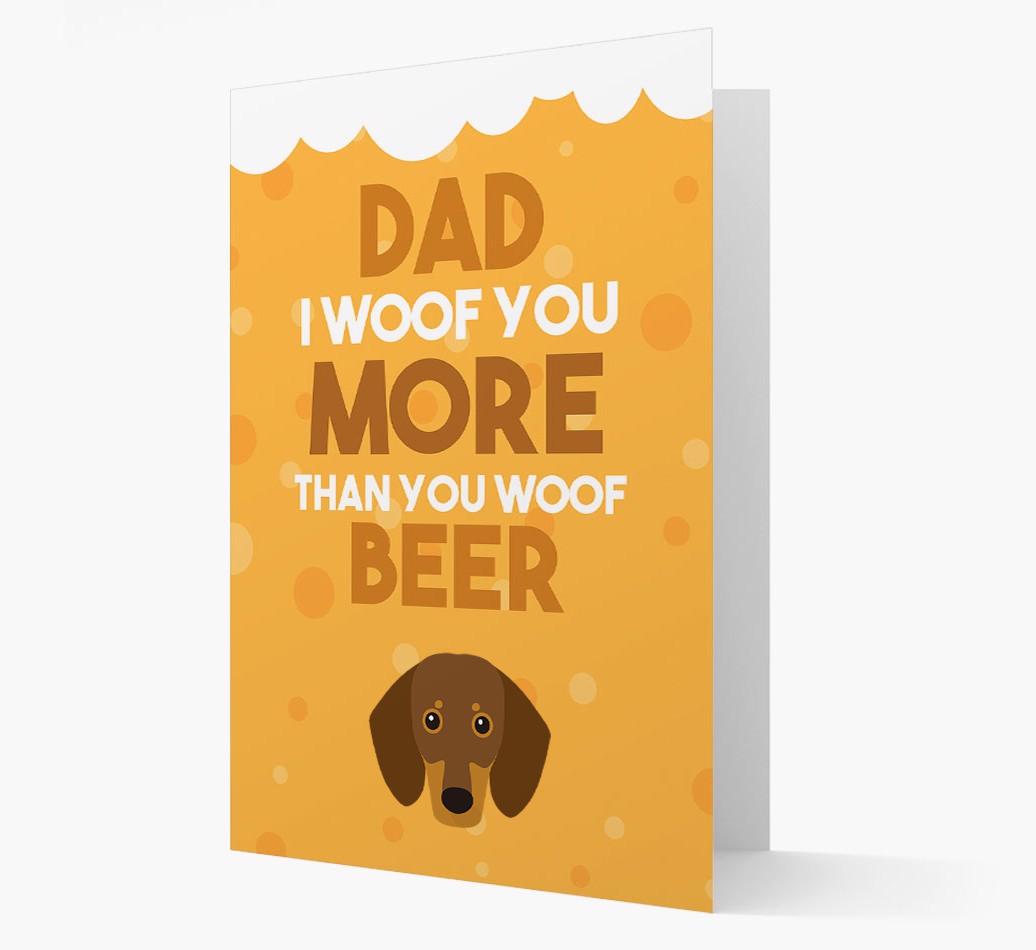 'Woof you more than you woof Beer' Card with {breedFullName} Icon
