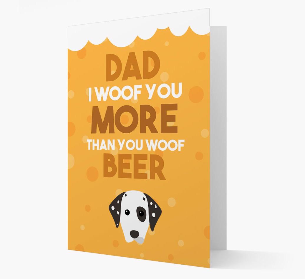 'Woof you more than you woof Beer' Card with {breedFullName} Icon