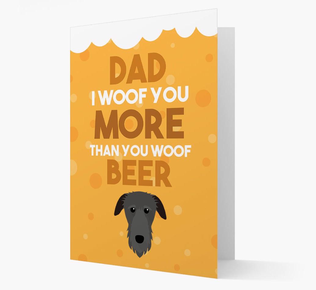 'Woof you more than you woof Beer' Card with {breedFullName} Icon