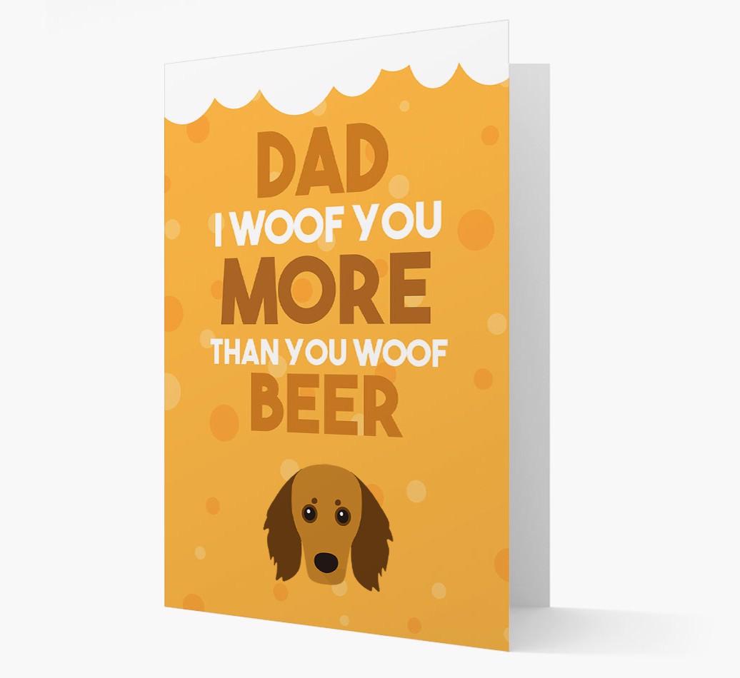 'Woof you more than you woof Beer' Card with {breedFullName} Icon