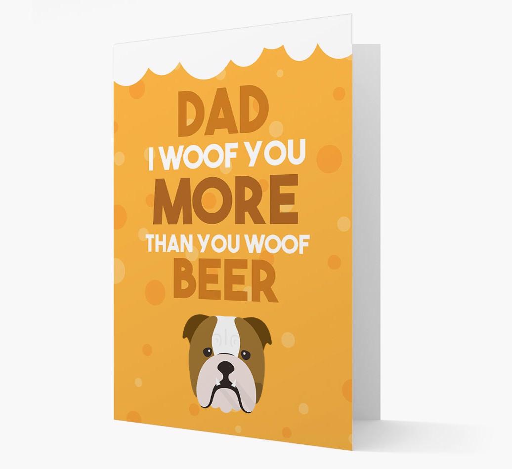'Woof you more than you woof Beer' Card with {breedFullName} Icon
