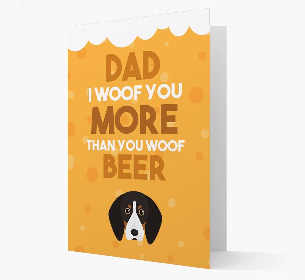 'Woof you more than you woof Beer' Card with {breedFullName} Icon