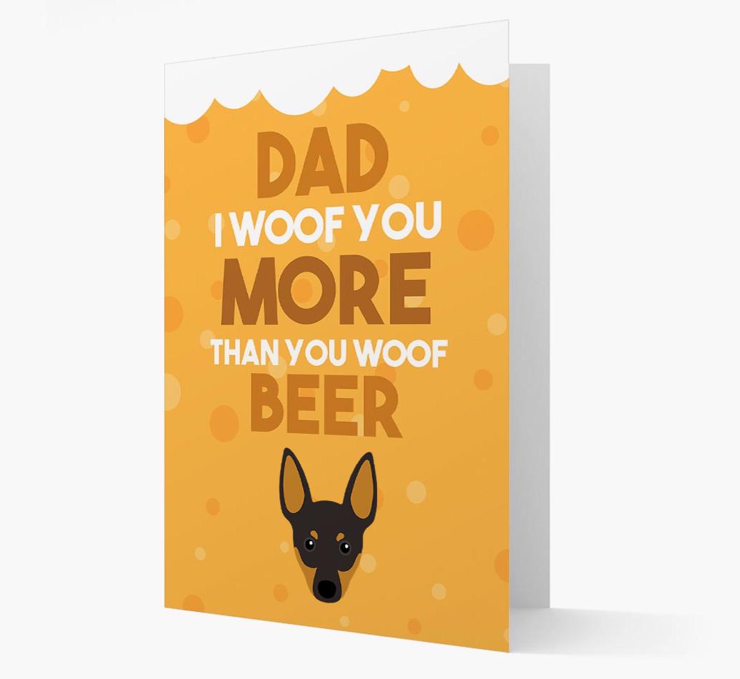 'Woof you more than you woof Beer' Card with {breedFullName} Icon
