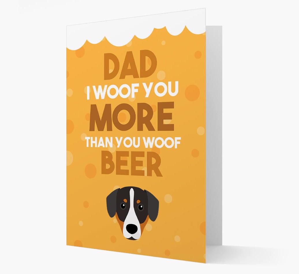 'Woof you more than you woof Beer' Card with {breedFullName} Icon
