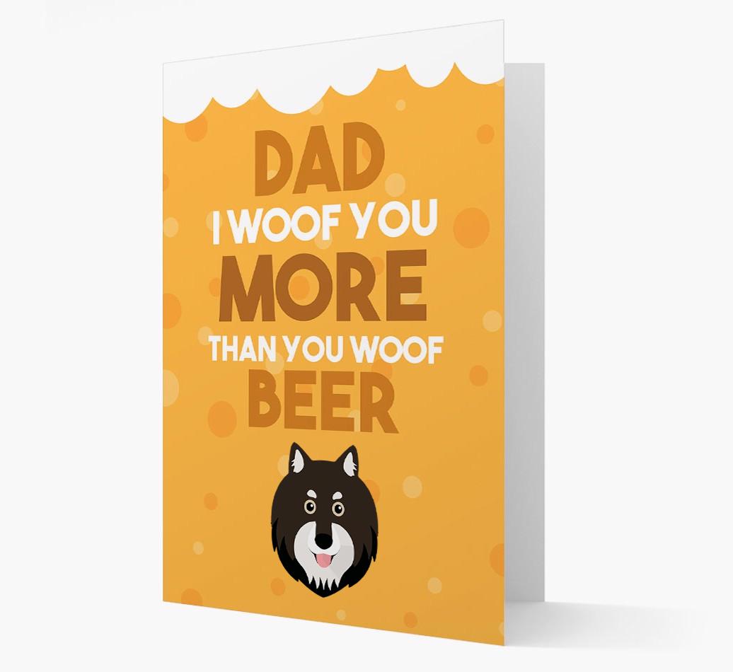 'Woof you more than you woof Beer' Card with {breedFullName} Icon