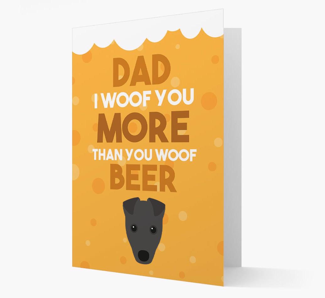 'Woof you more than you woof Beer' Card with {breedFullName} Icon