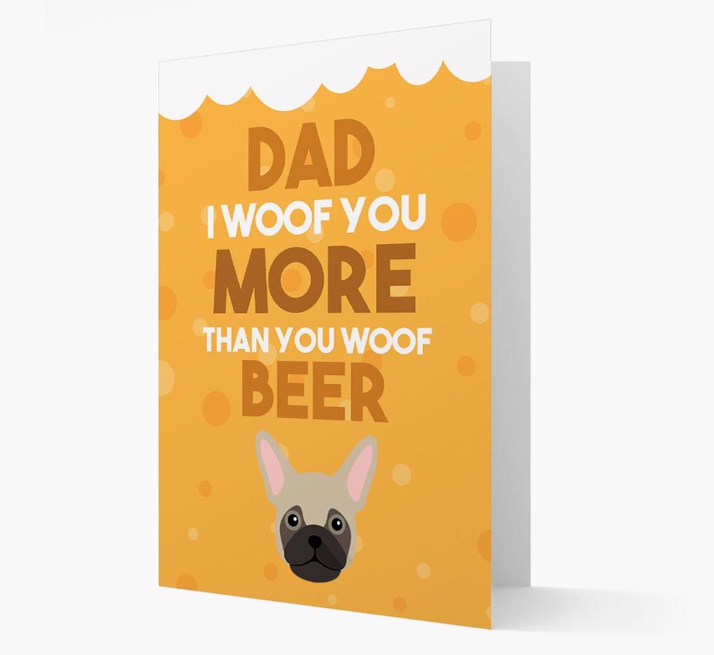 'Woof you more than you woof Beer' Card with {breedFullName} Icon
