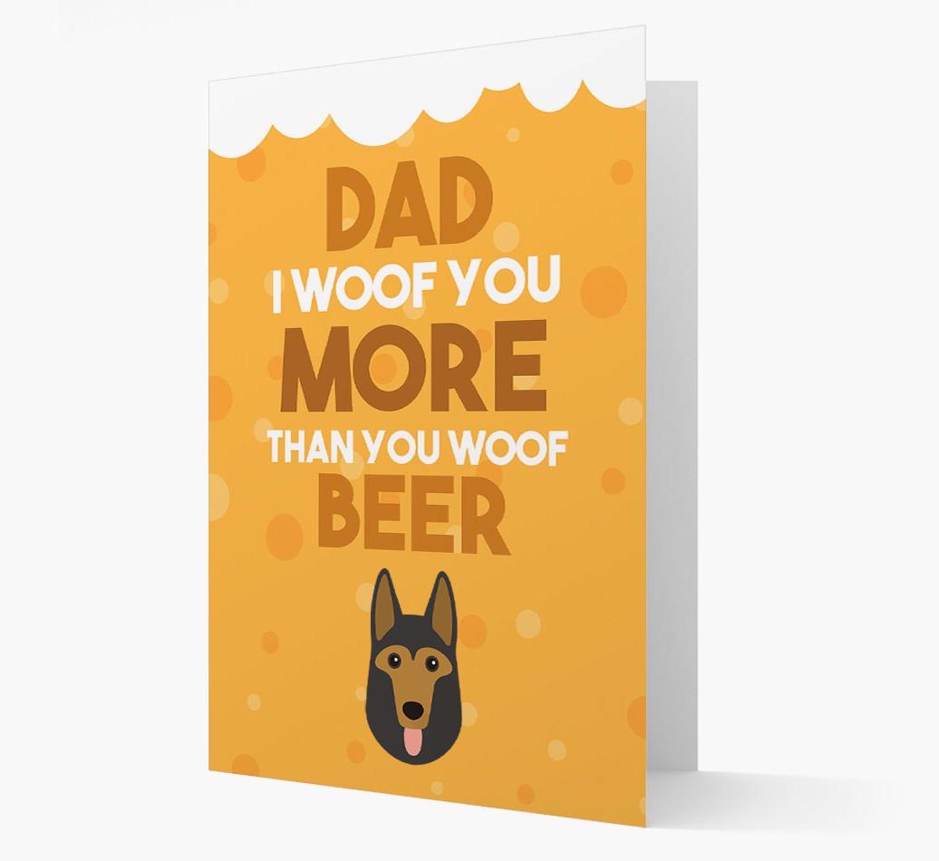 'Woof you more than you woof Beer' Card with {breedFullName} Icon