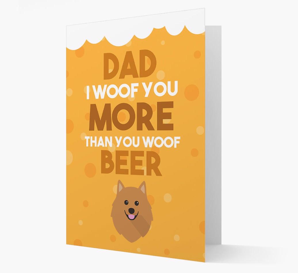 'Woof you more than you woof Beer' Card with {breedFullName} Icon
