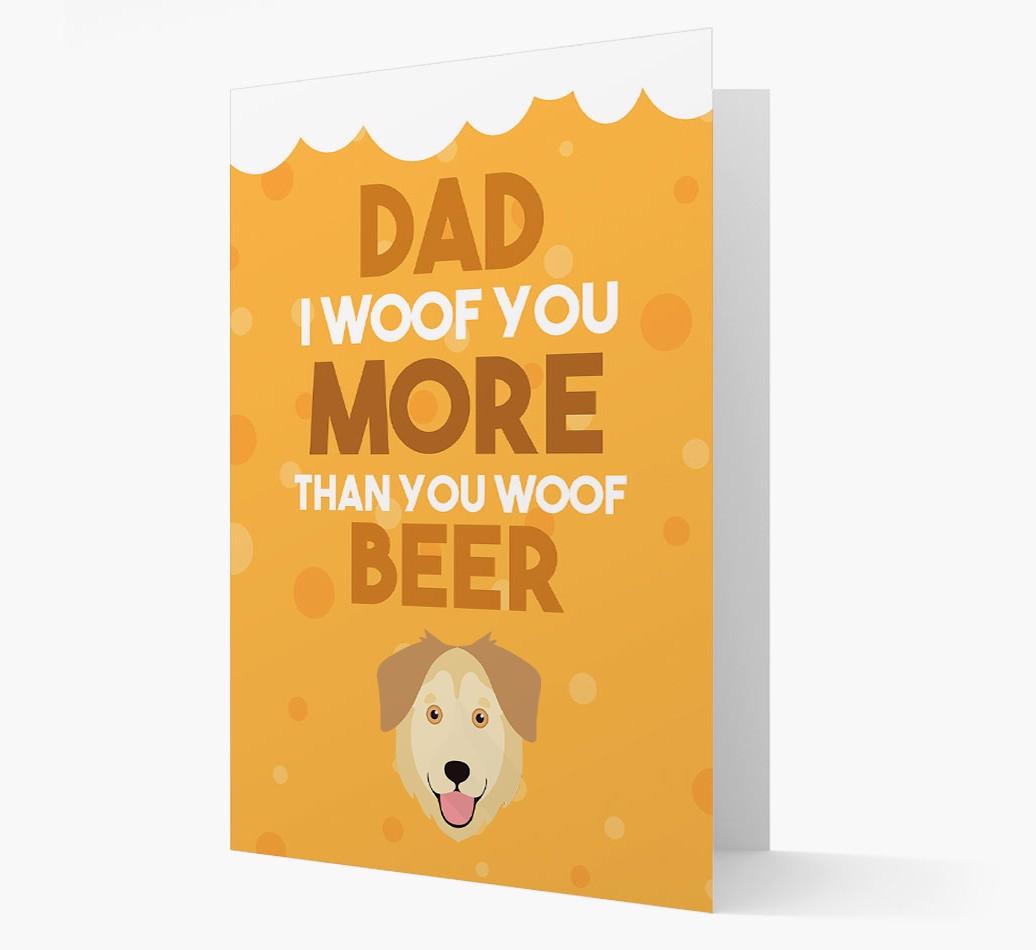 'Woof you more than you woof Beer' Card with {breedFullName} Icon