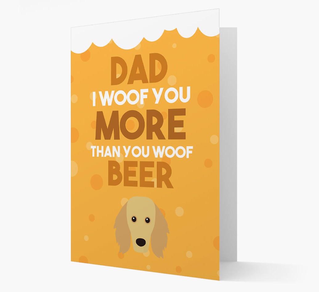 'Woof you more than you woof Beer' Card with {breedFullName} Icon