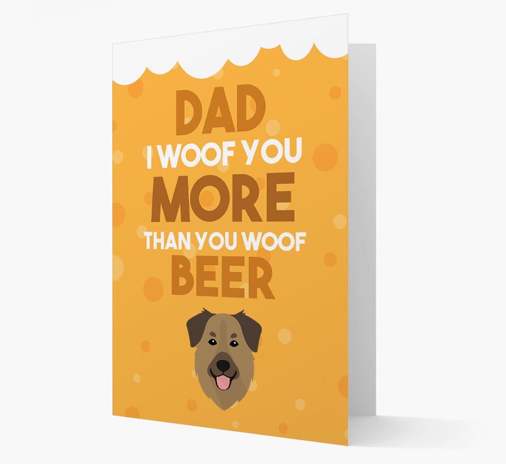 'Woof you more than you woof Beer' Card with {breedFullName} Icon
