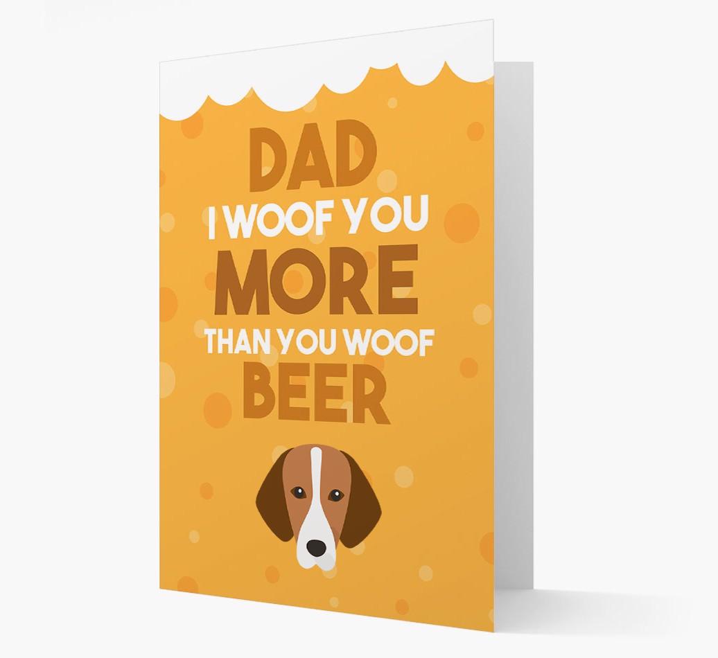 'Woof you more than you woof Beer' Card with {breedFullName} Icon