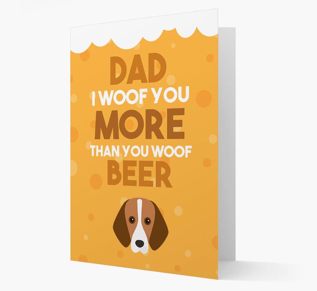 'Woof you more than you woof Beer' Card with {breedFullName} Icon
