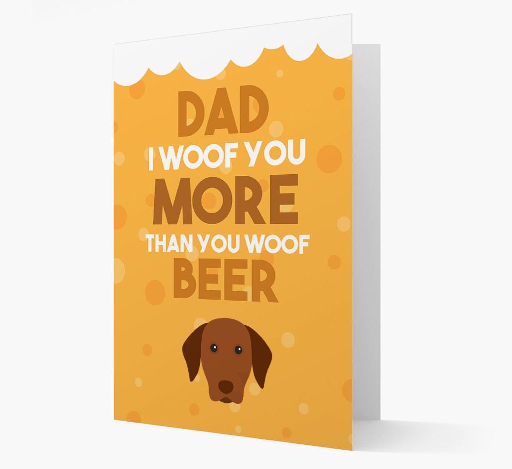 'Woof you more than you woof Beer' Card with {breedFullName} Icon