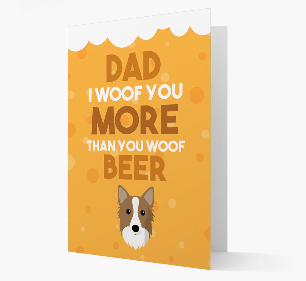 'Woof you more than you woof Beer' Card with {breedFullName} Icon