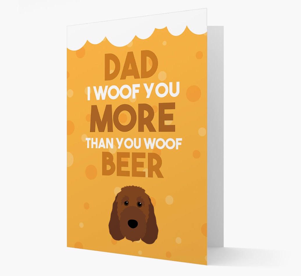 'Woof you more than you woof Beer' Card with {breedFullName} Icon