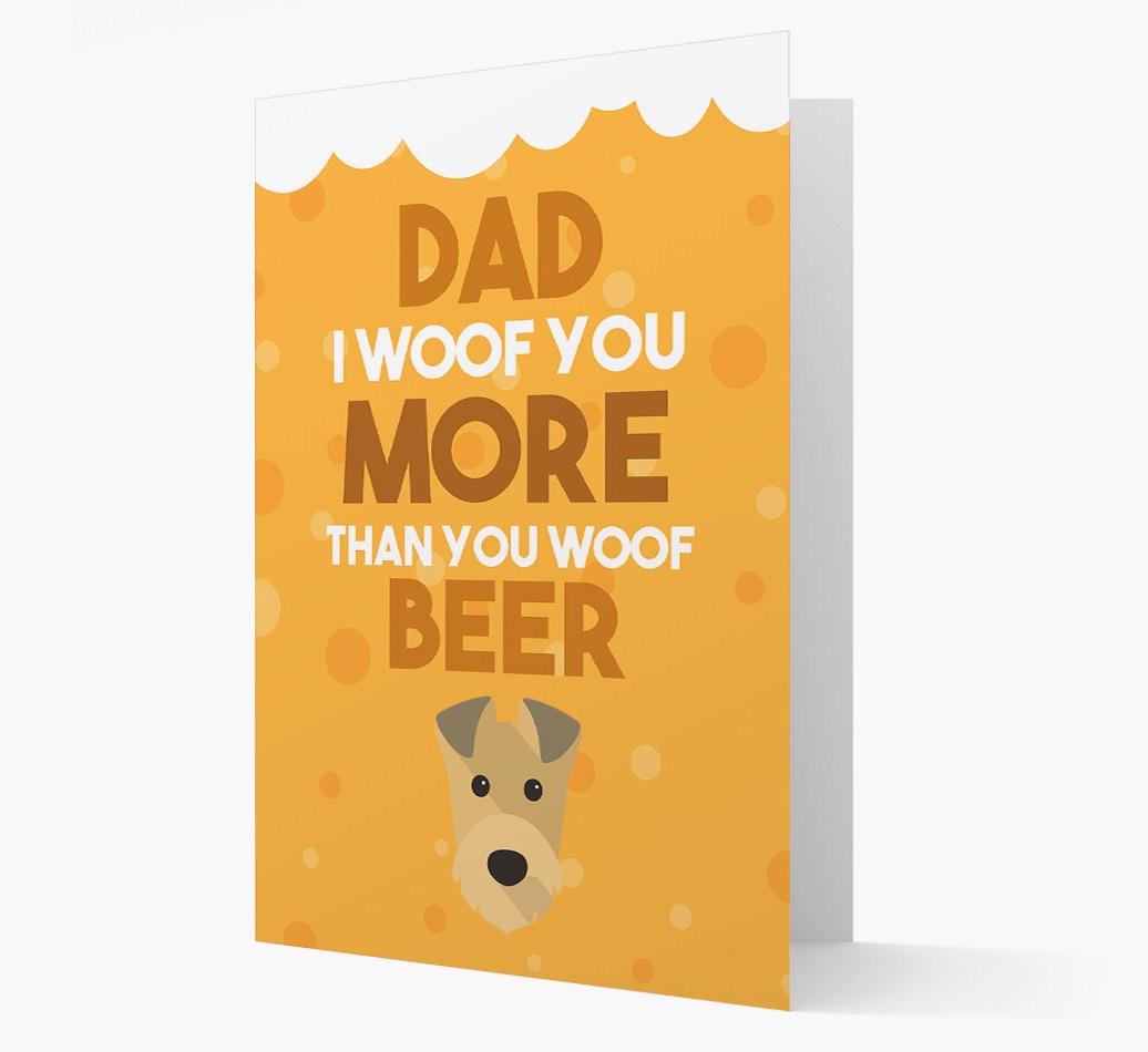 'Woof you more than you woof Beer' Card with {breedFullName} Icon
