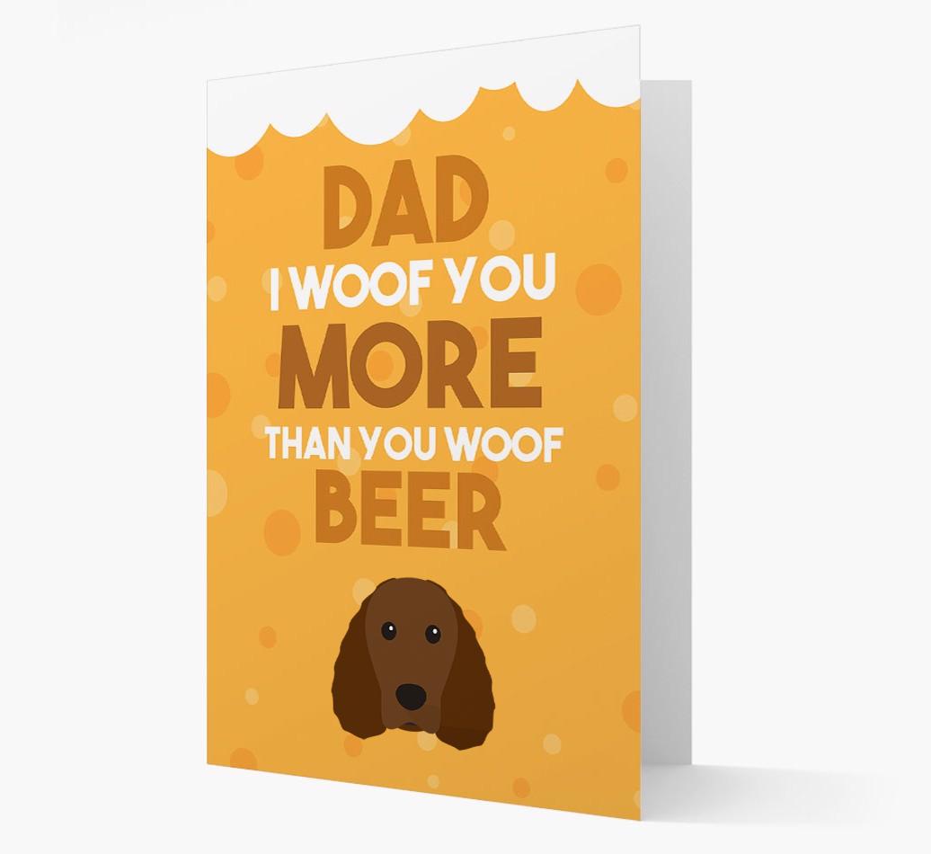 'Woof you more than you woof Beer' Card with {breedFullName} Icon
