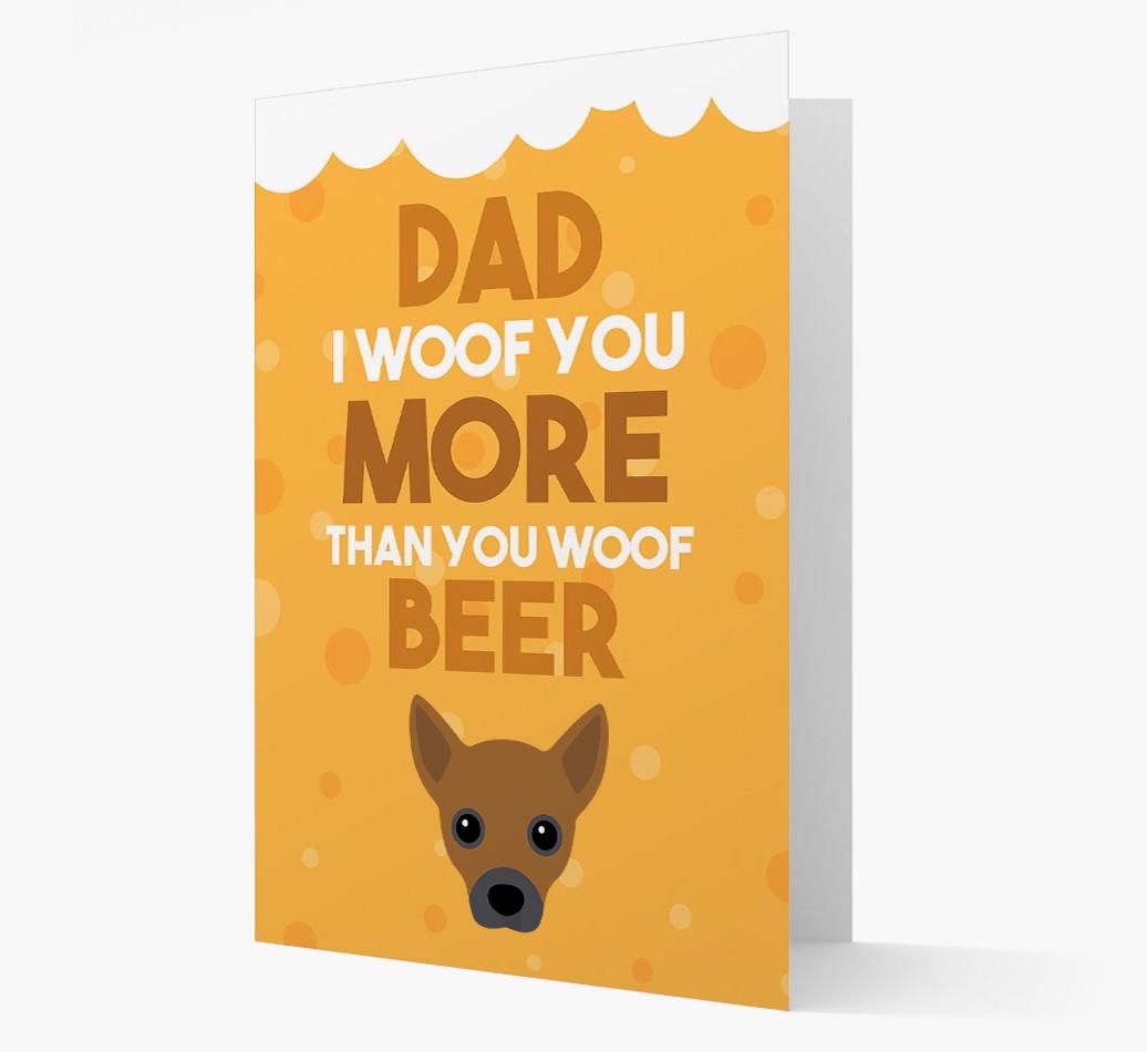 'Woof you more than you woof Beer' Card with {breedFullName} Icon