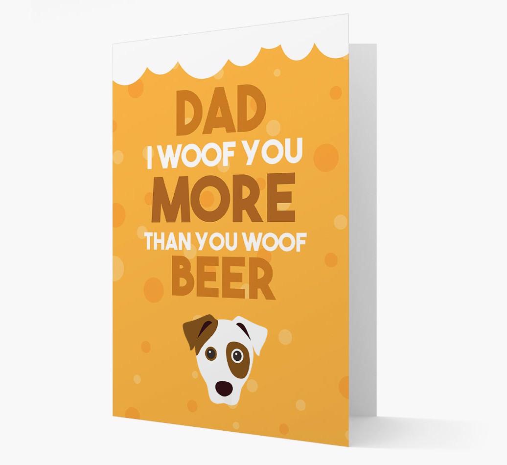'Woof you more than you woof Beer' Card with {breedFullName} Icon