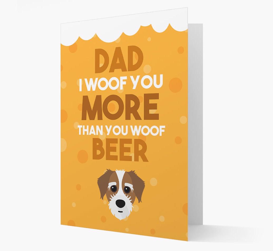 'Woof you more than you woof Beer' Card with {breedFullName} Icon